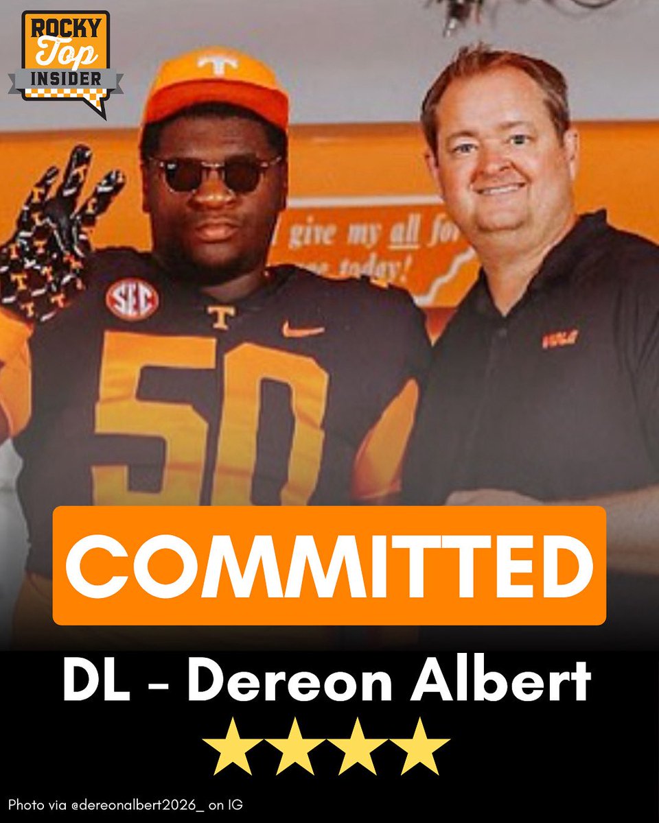 Tennessee lands BACK-TO-BACK ⭐️⭐️⭐️⭐️ commitments on Tuesday afternoon from Jackson Academy ⬇️

TJ White: rockytopinsider.com/2025/07/01/ten…

Dereon Albert: rockytopinsider.com/2025/07/01/fou…