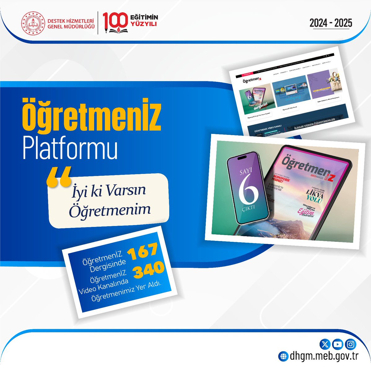 T.C. MEB Destek Hizmetleri Genel Müdürlüğü (@meb_dhgm) on Twitter photo ÖğretmenİZ dergimiz ve video kanalımız aracılığıyla ülkemizin dört bir yanında görev yapan öğretmenlerimizin bilgi ve deneyimlerini paylaşarak onların sesi olmaya devam ediyoruz.
<a href="/tcmeb/">Millî Eğitim Bakanlığı</a> <a href="/Yusuf__Tekin/">Yusuf Tekin</a> <a href="/omurfatih/">Ömür Fatih Karakullukçu</a> ÖğretmenİZ dergimiz ve video kanalımız aracılığıyla ülkemizin dört bir yanında görev yapan öğretmenlerimizin bilgi ve deneyimlerini paylaşarak onların sesi olmaya devam ediyoruz.
<a href="/tcmeb/">Millî Eğitim Bakanlığı</a> <a href="/Yusuf__Tekin/">Yusuf Tekin</a> <a href="/omurfatih/">Ömür Fatih Karakullukçu</a>