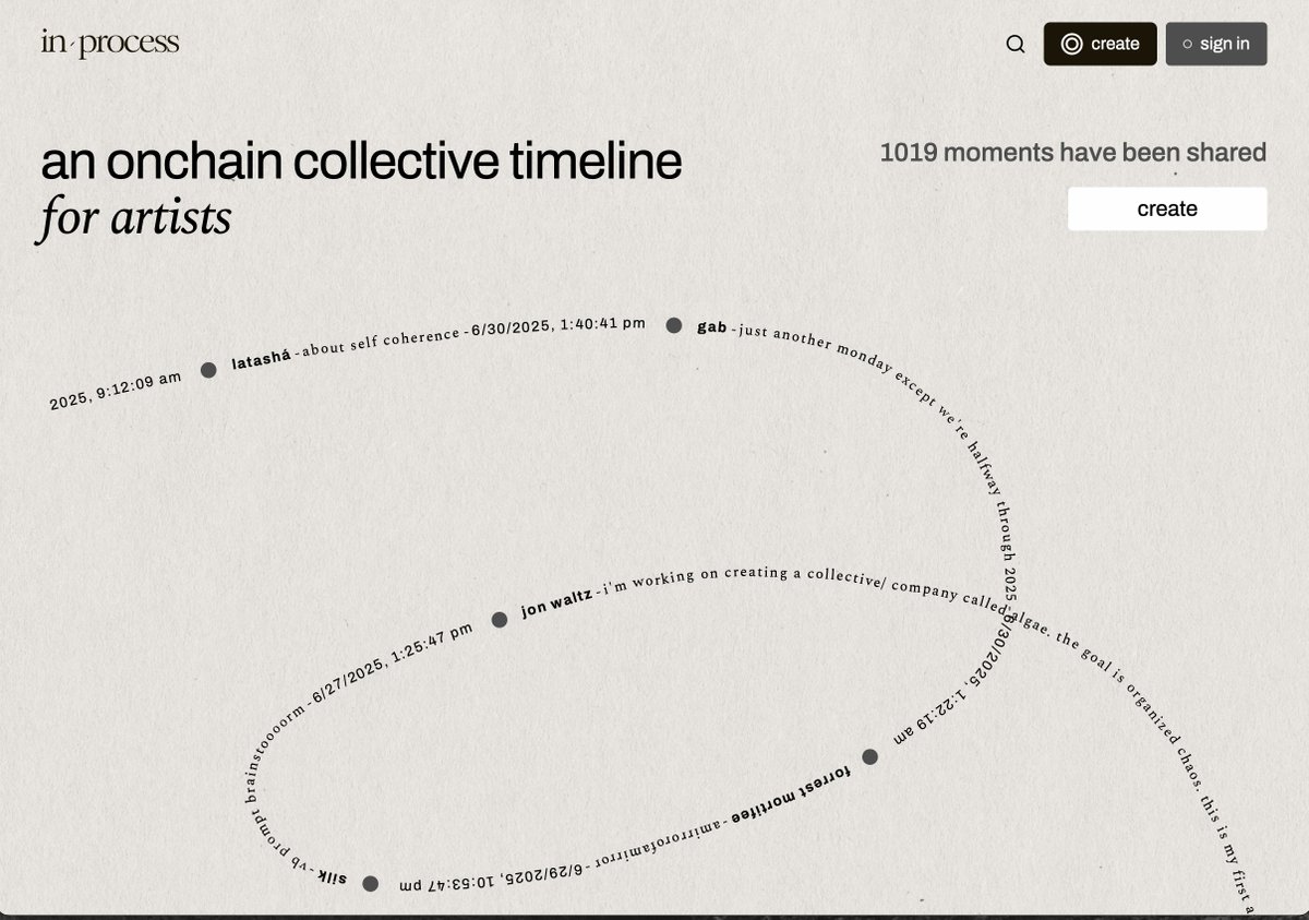 Over 1000+ mints on <a href="/stayinprocess/">in/process</a> today.
I just made this app so me and homies could process and we are really out here processing. 

wow. inprocess.fun