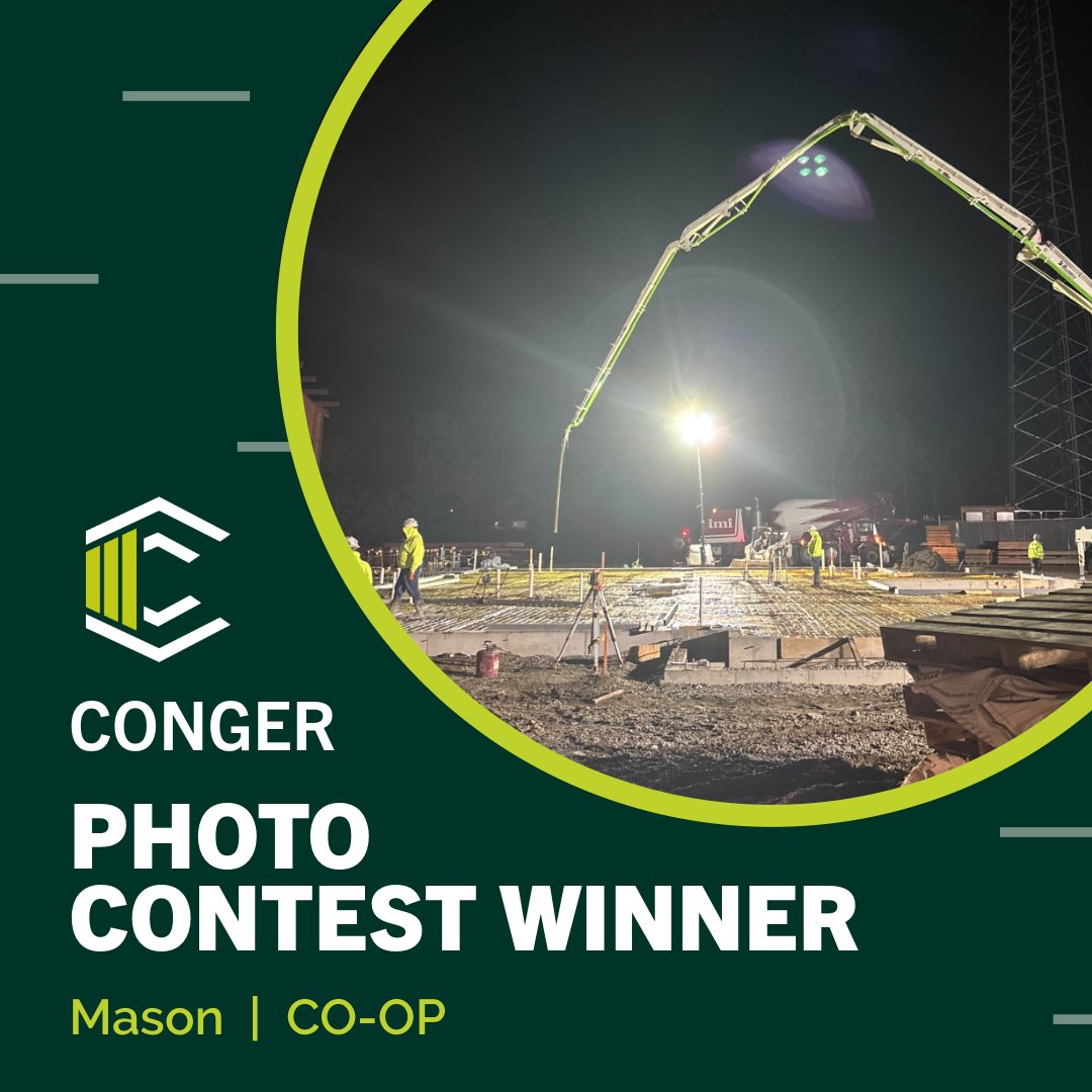 Congratulations to Mason, one of our Summer Co-Ops, for snapping the winning photo in our Conger Photo Contest! 👏

Mason captured this stunning shot of an early morning pour at Goshen Fire Station 18—and took home the win.

#CongerBuilt