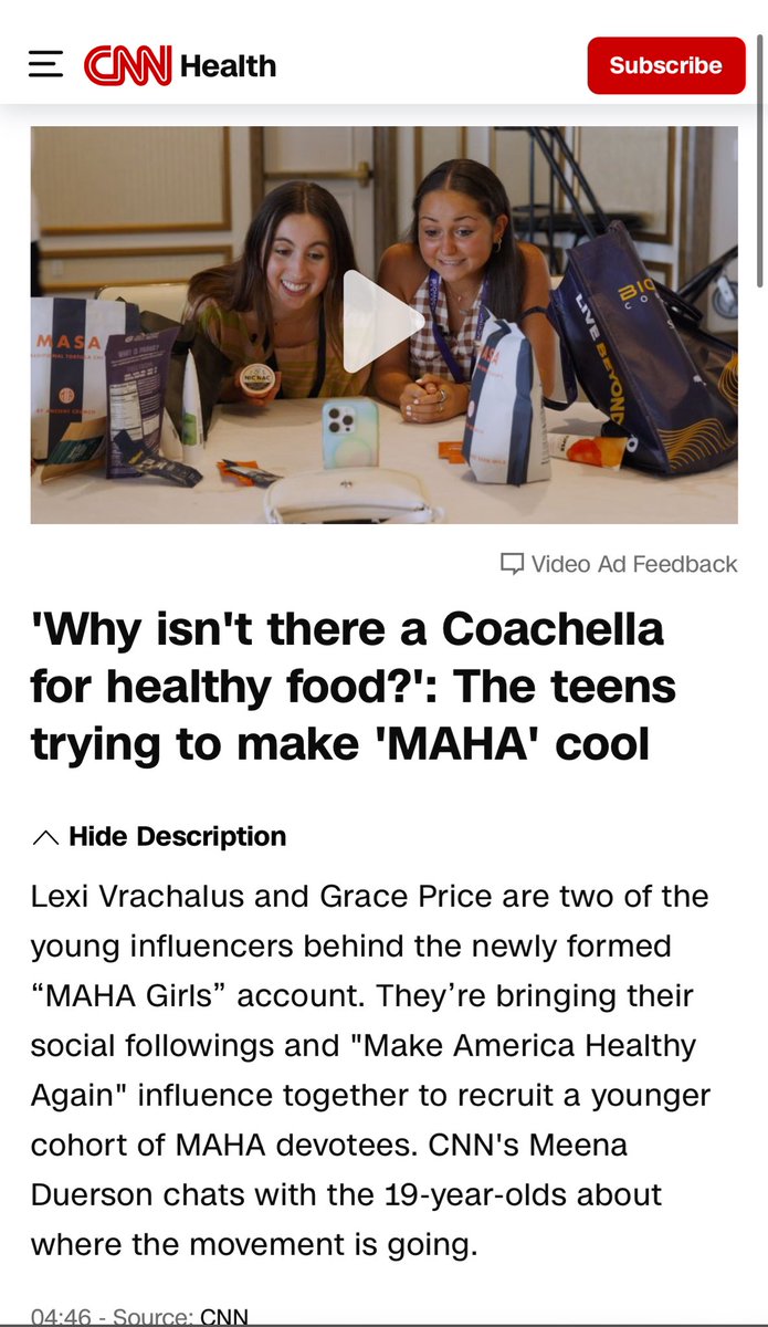travelingenes's tweet image. MAHA is not about politics- it's about saving our younger generations.
We're so grateful to CNN for highlighting the heart behind MAHA Girls— a movement that's not about politics, trends, or outrage... it's about helping Gen Z girls reclaim their health, one step at a time.…