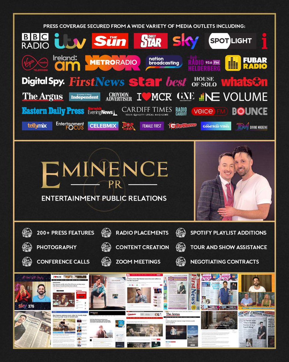 markwillis1993's tweet image. Today marks EIGHT years since I launched @Eminence_PR 8️⃣ working with @BenHaenow is always a delight and I’m proud of everything we’ve achieved so far 🧔🏻♂️ Ben is, without a doubt, one of the kindest and most talented people out there 🤘 here’s to many more years of the dream team!