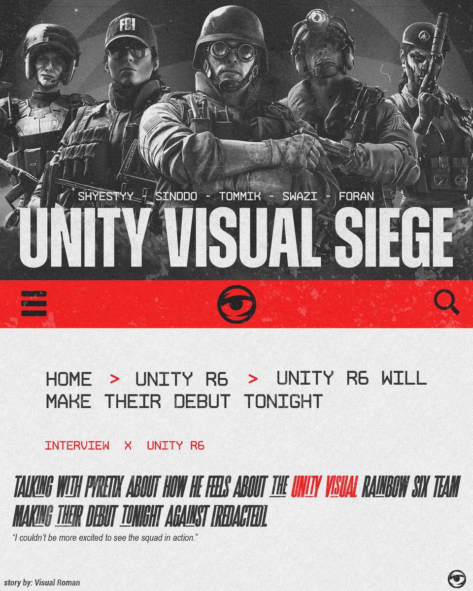 Unity Visual (@unityvisual) on Twitter photo βοΈ Game day βοΈ
Our debut in <a href="/Rainbow6Game/">Rainbow Six Siege X</a> in <a href="/RiseR6League/">Rise R6 League</a>
When? π est
π <a href="/AosEsportsGG/">AOS Esports</a>
π <a href="/Shyestyy/">Shyγ</a>
π <a href="/Sinddo_/">Ren</a>
π <a href="/r6swazi/">Swazi</a>
π <a href="/T0MMIKR6/">T0MMIK.R6</a>
π <a href="/Foran_Q/">Foran</a>
πΌοΈ <a href="/rxman___/">OMiT Roman π£</a>
#SeeTheVision | #SeeTheRevenge βοΈ Game day βοΈ
Our debut in <a href="/Rainbow6Game/">Rainbow Six Siege X</a> in <a href="/RiseR6League/">Rise R6 League</a>
When? π est
π <a href="/AosEsportsGG/">AOS Esports</a>
π <a href="/Shyestyy/">Shyγ</a>
π <a href="/Sinddo_/">Ren</a>
π <a href="/r6swazi/">Swazi</a>
π <a href="/T0MMIKR6/">T0MMIK.R6</a>
π <a href="/Foran_Q/">Foran</a>
πΌοΈ <a href="/rxman___/">OMiT Roman π£</a>
#SeeTheVision | #SeeTheRevenge