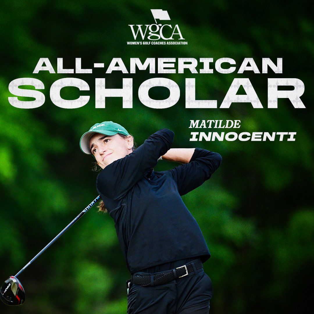 GreenWaveWGolf's tweet image. Showing off the brain power ๐ง
Congrats to Mati on being named a @WGCAGOLF All-American Scholar! ๐ฉโ๐ซ
#RollWave | #BETHEONE