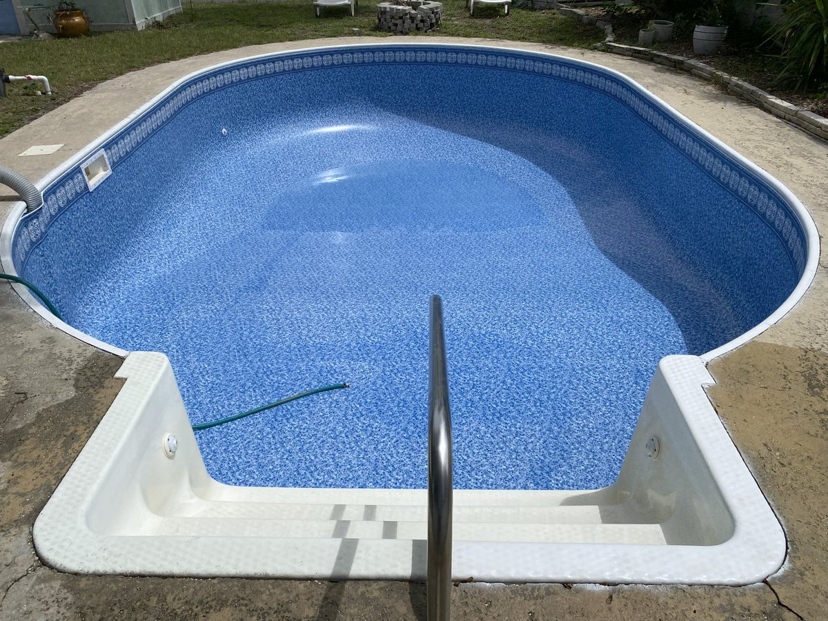 ppalmpools's tweet image. We helped a client revitalize their old pool with a full refurbishment, installing a new track, step strips, Haywood hardware, faceplates, and a stunning Latham Hampton Seaglass Vinyl Liner. #PoolRefresh #LathamHampton