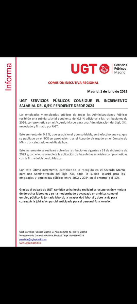 ugt_aytoalcala's tweet image. UGT sigue ganando derechos.
Pero aún no es suficiente: jubilación parcial, mejora de retribuciones de 2025, clasificación profesional o jornada de 35 horas para todas las administraciones son hitos a conquistar.
