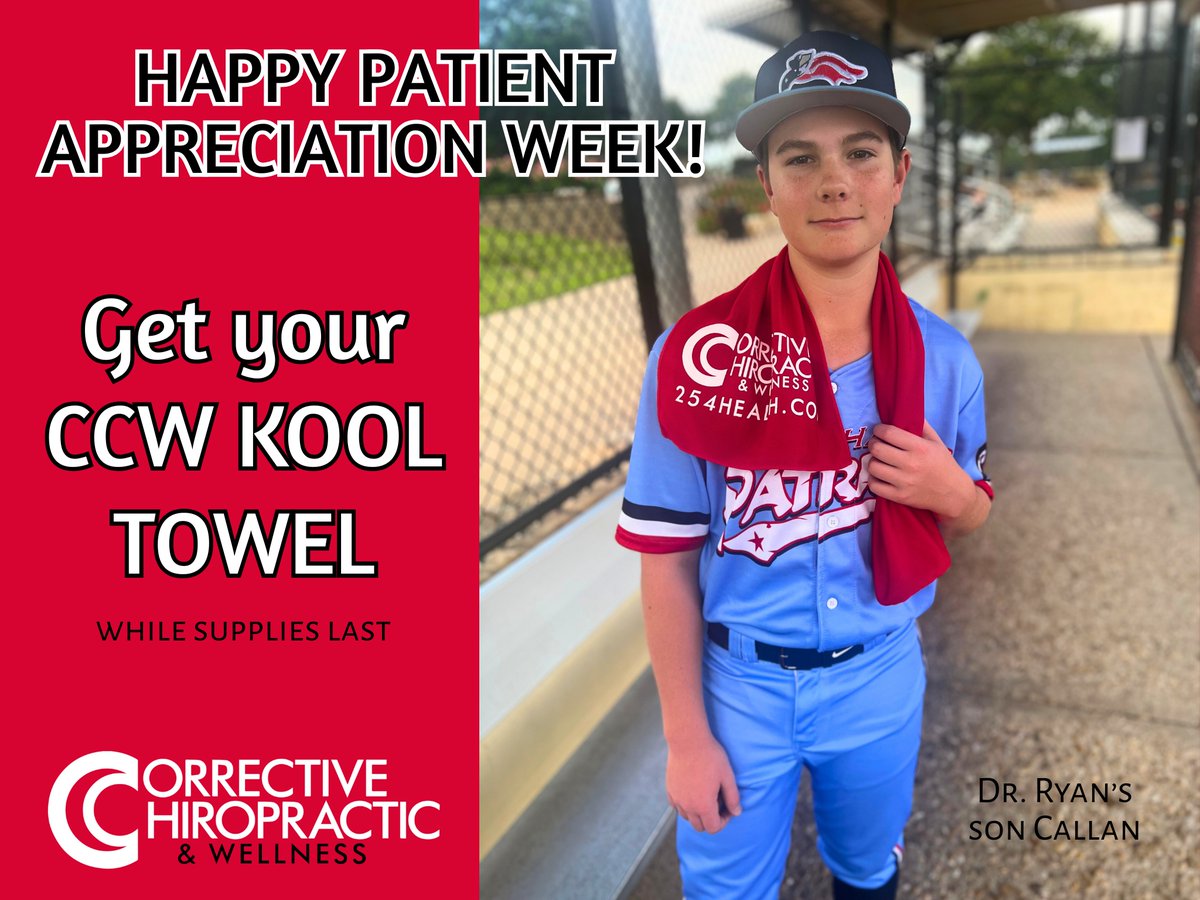 Chiropractor_TX's tweet photo. We have KOOL TOWELS for PATIENT APPRECIATION! If you haven't gotten one yet, stop by and ask our friendly front desk staff for yours. 🙂 https://t.co/DTcbibfylZ