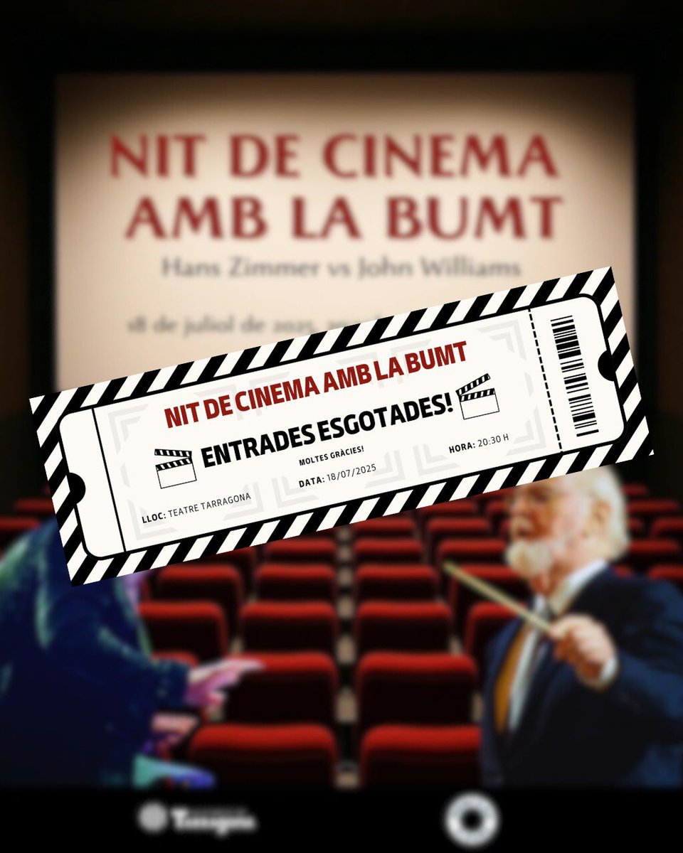 Notícia! S’han esgotat les entrades pel pròxim concert, Nit de Cinema amb la #BUMT 🥳

Moltes gràcies a tothom, estigueu atents a les nostres xarxes socials! 🙌🏼