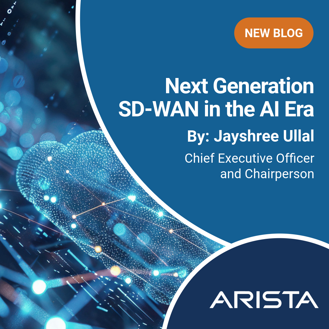 In today’s AI era, customers need more than traditional SD-WAN. Find out what the road ahead holds in Jayshree  Ullal’s blog, “Next Generation SD-WAN in the AI Era.”

Read the blog: bit.ly/4nLoT1J

#Innovation #Growth #SD-WAN #AI #cloud #networking #Arista #VeloCloud