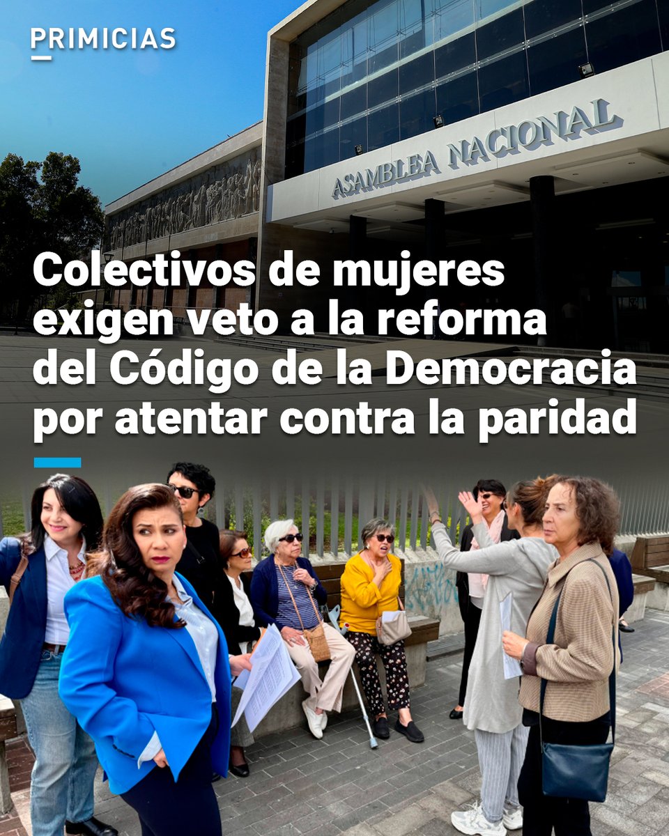 Representantes de organizaciones feministas acudieron a la Asamblea Nacional para alertar sobre los efectos regresivos de las reformas aprobadas el 20 de junio, especialmente en el derecho a la participación política de las mujeres. prim.ec/7aKO50WjhSt
