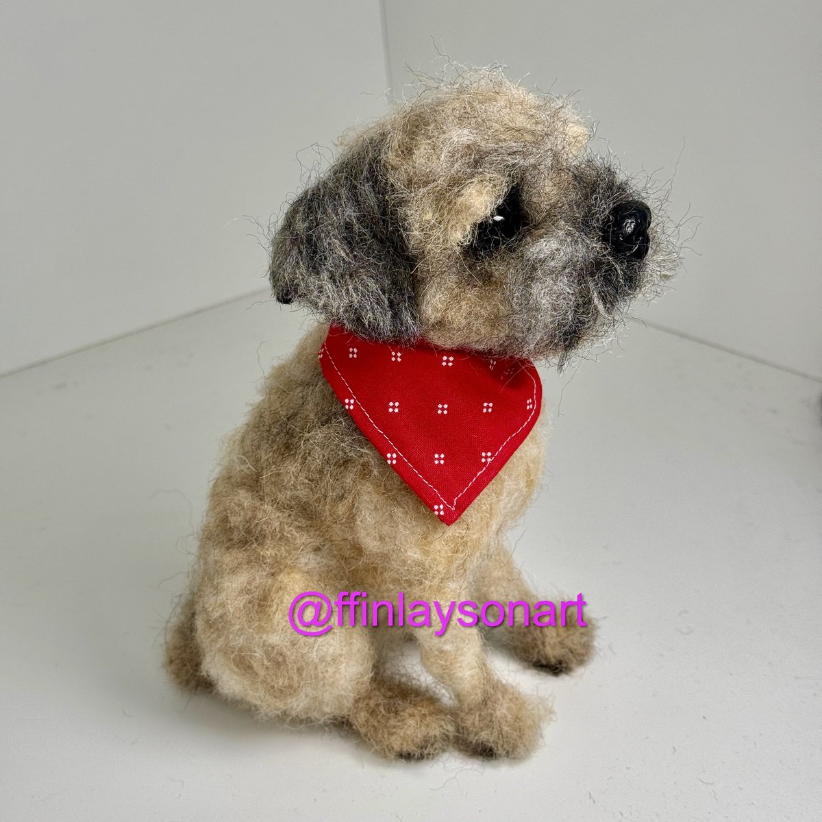 ffinlaysonart's tweet image. Can share this needle felted Border Terrier - looking dandy with his bandana!