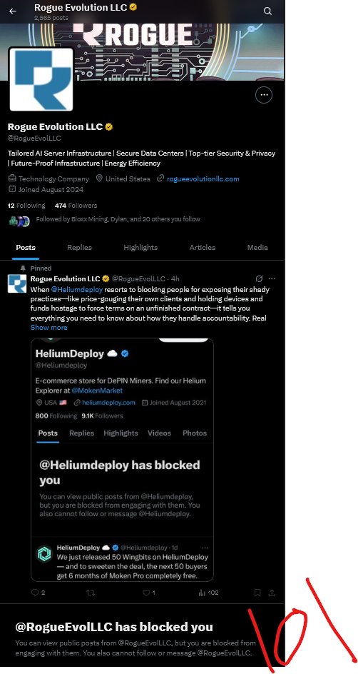When @RogueEvoLLC starts blocking people for telling the truth about their history, like burning bridges with community members, creating a mess with multiple projects, and even getting visits from federal agents, it tells you everything you need to know about how they handle