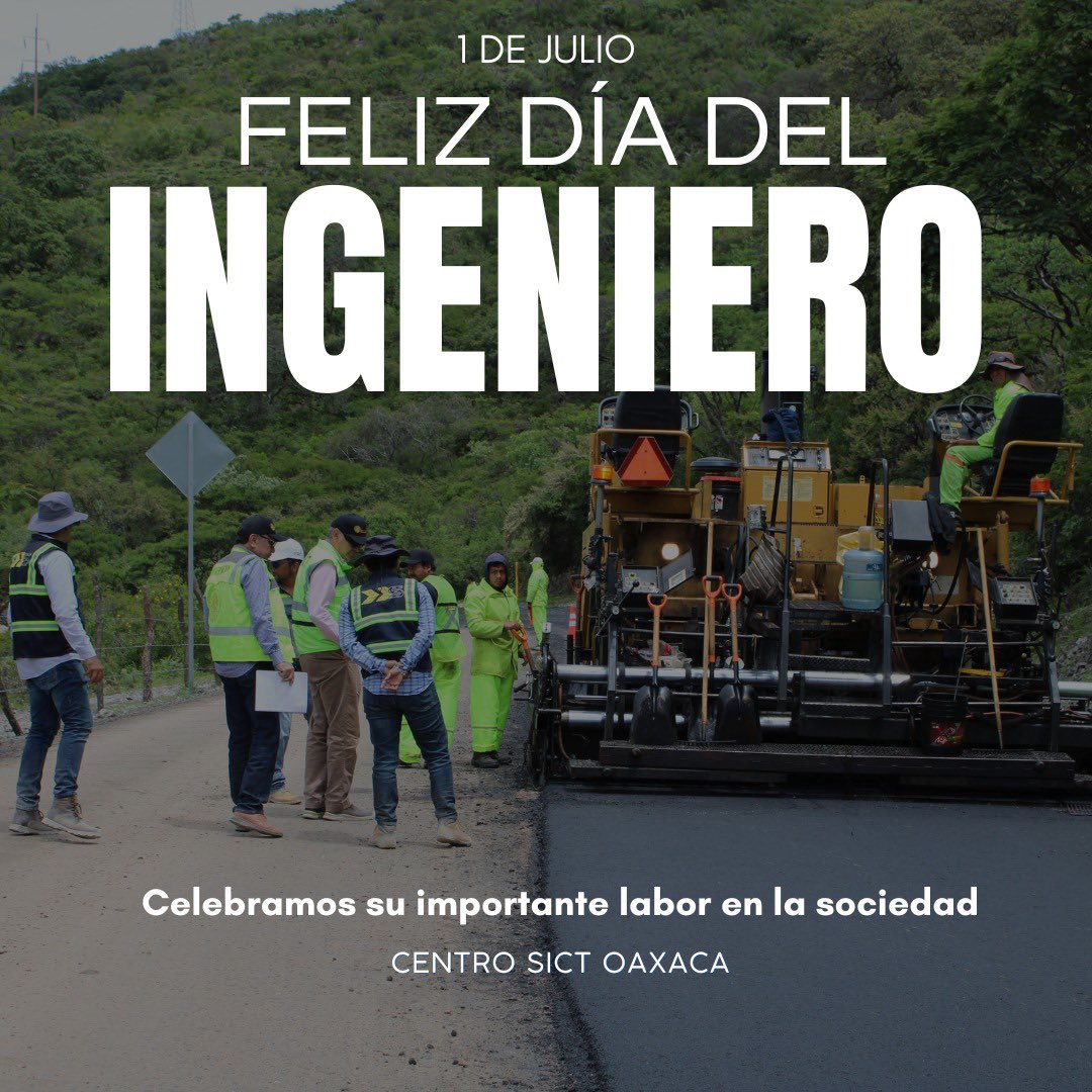 Desde el Centro #SICTOaxaca felicitamos con orgullo a todas y todos los ingenieros que forman parte de esta institución, por su entrega, compromiso y profesionalismo en cada una de las actividades que realizamos.

Su presencia y liderazgo son fundamentales, especialmente en