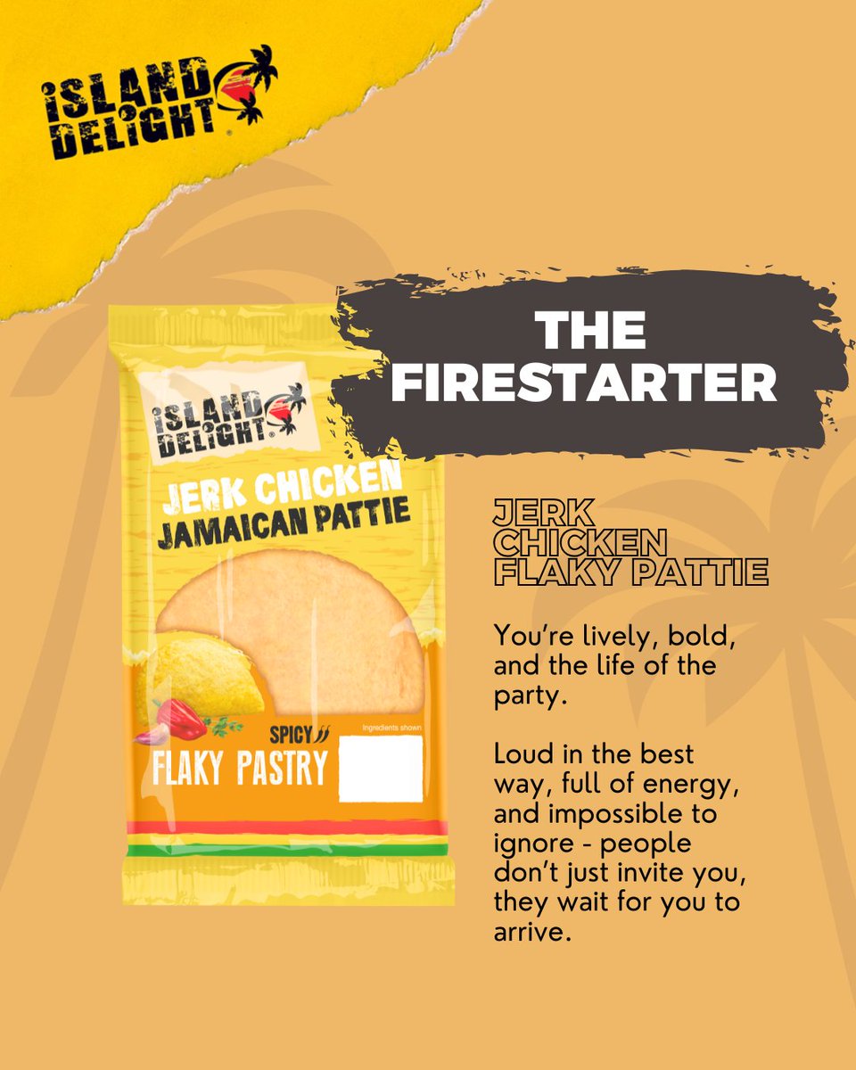 Ever wondered what your go-to pattie says about you?

Pick your flavour, meet your vibe 👇

#IslandDelight #JamaicanPatties