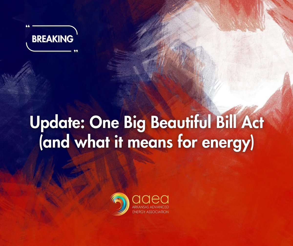 ArkAdvEnergy's tweet image. The Senate passed #OBBBA via a 51–49 vote, using reconciliation to bypass the 60-vote threshold. The Senate-adopted version includes several negotiated amendments—including key updates to energy tax credits.

Read More: arkansasadvancedenergy.com/news/july-1-up…