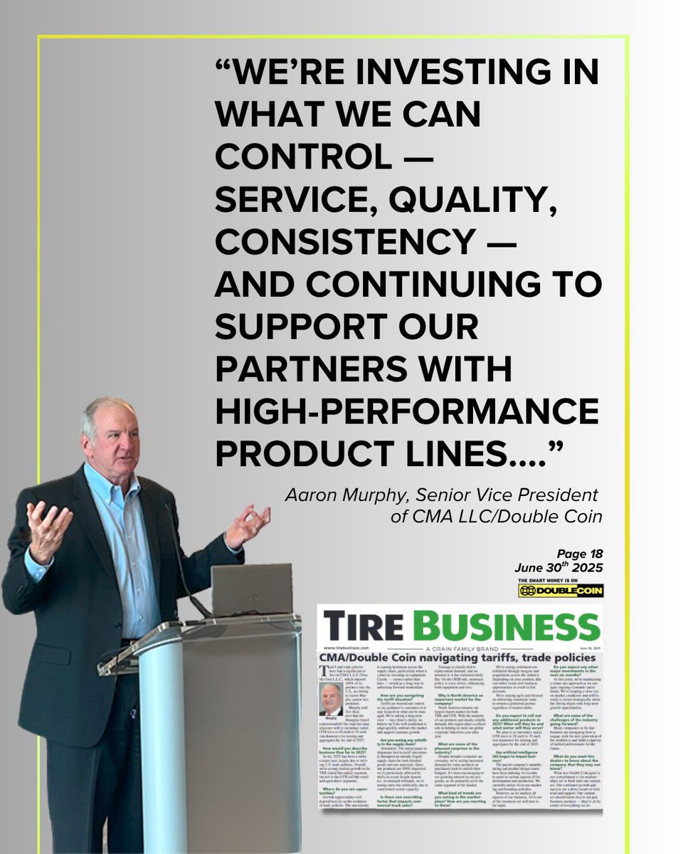 In a new Tire Business feature, Senior Vice President Aaron Murphy shares how Double Coin is navigating a volatile market shaped by tariffs, pricing pressure, and supply chain disruption — while positioning for strategic growth in 2025.
🔍 Highlights:
Opportunities in last-mile