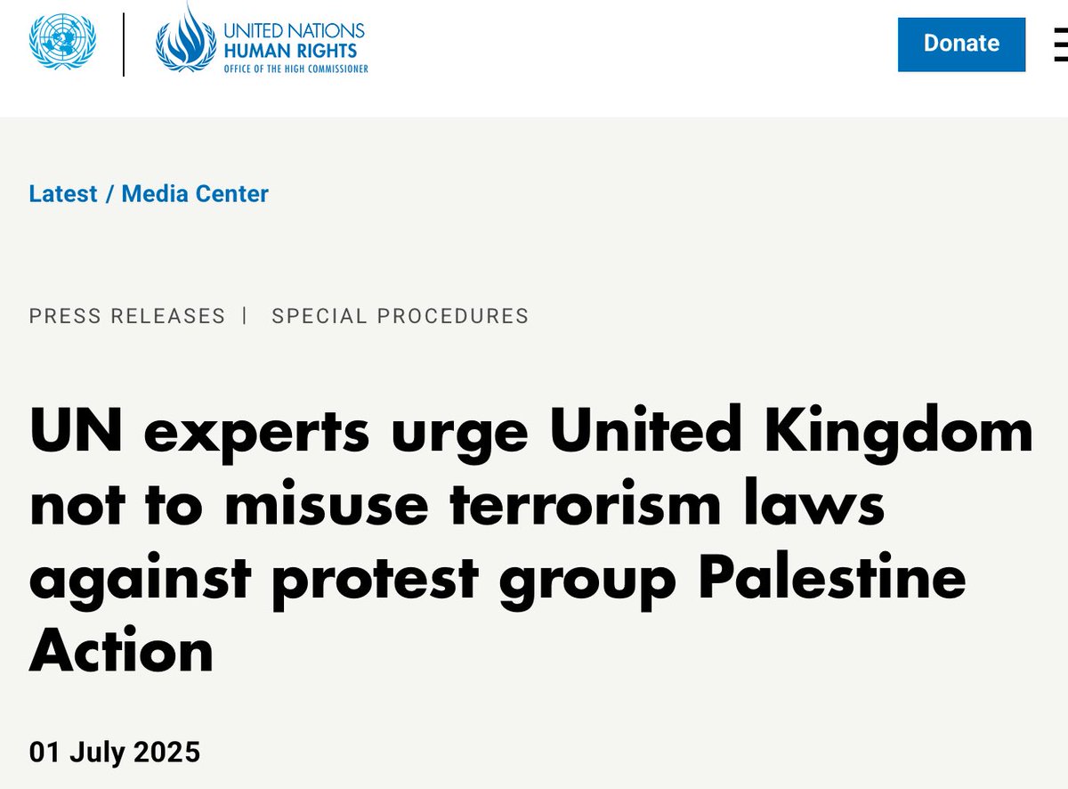 paullewismoney's tweet photo. UN experts urge UK govt not to ‘misuse’ terrorism laws to proscribe @Pal_action as a terrorist group when it has not threatened or endangered life https://t.co/a3nft7rVDB and create a string of crimes in its wake https://t.co/uu9upxNT0t