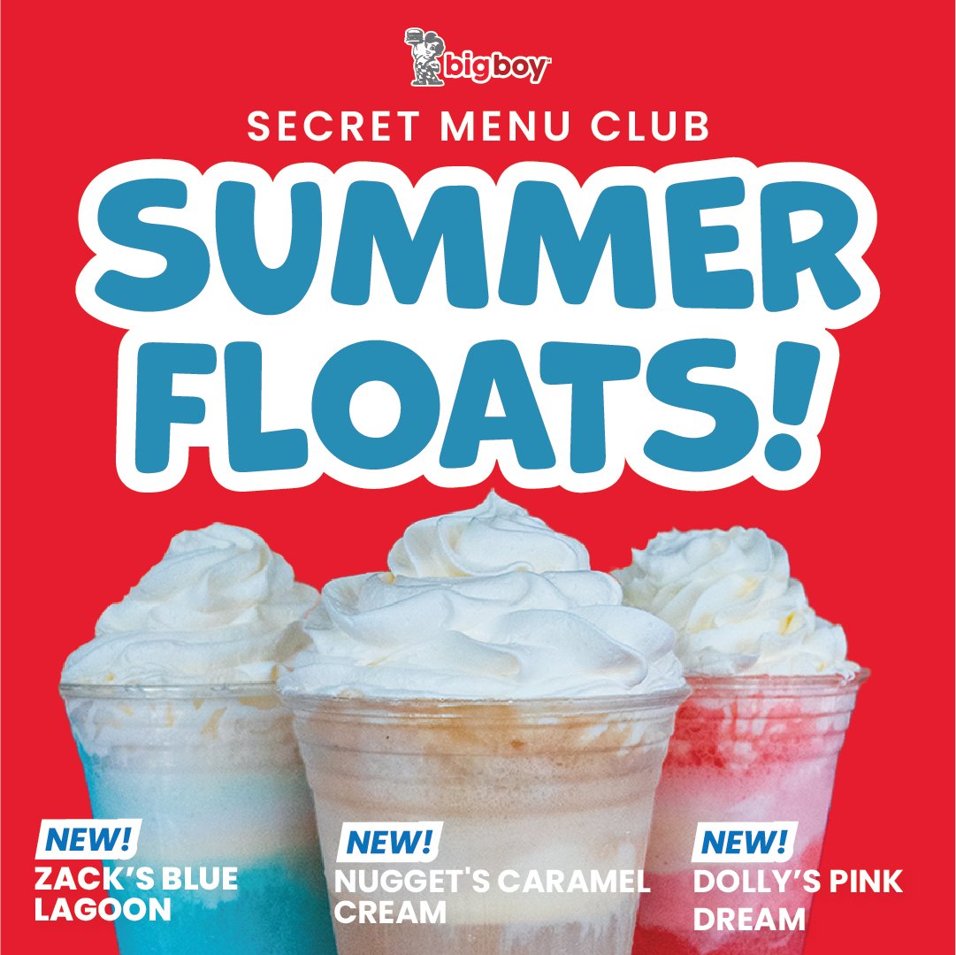 Try Zack’s Blue Lagoon Float, Dolly’s Pink Dream Float, or Nugget’s Caramel Cream Float FREE today, July 1, when you text SECRETMENU to 877-524-4269 and show your text at Clinton Township, Fraser, Madison Heights, Rochester, Telegraph, or Warren.

#ItsYourBigBoy