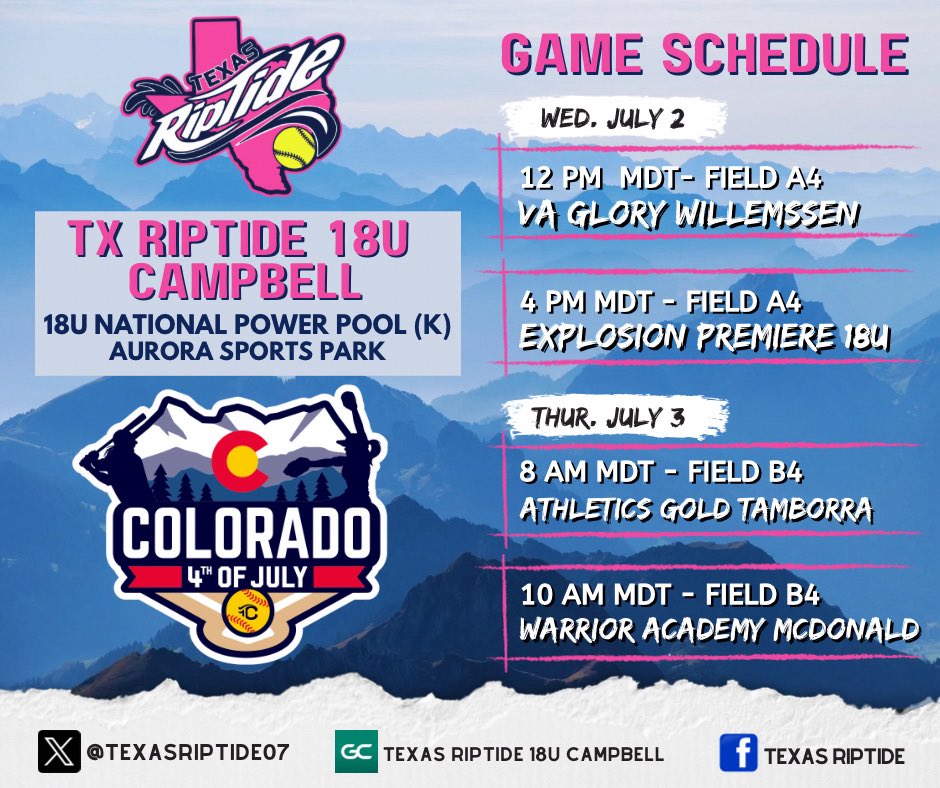 Final countdown.  Games start tomorrow! Looking for to seeing you!