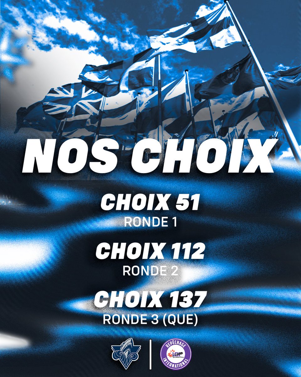 L'Océanic de Rimouski (@oceanicrimouski) on Twitter photo 𝐑𝐄𝐏𝐄̂𝐂𝐇𝐀𝐆𝐄 𝐈𝐍𝐓𝐄𝐑𝐍𝐀𝐓𝐈𝐎𝐍𝐀𝐋 | <a href="/LCHhockey/">Ligue canadienne de hockey</a>
Nos trois choix en vue du repêchage international de demain!😤
👉 Hier matin, notre DG a transigé son choix #173 (international) et un choix de 12 ronde en 2027 (LHJMQ) pour acquérir le 137e (international) de Québec! 𝐑𝐄𝐏𝐄̂𝐂𝐇𝐀𝐆𝐄 𝐈𝐍𝐓𝐄𝐑𝐍𝐀𝐓𝐈𝐎𝐍𝐀𝐋 | <a href="/LCHhockey/">Ligue canadienne de hockey</a>
Nos trois choix en vue du repêchage international de demain!😤
👉 Hier matin, notre DG a transigé son choix #173 (international) et un choix de 12 ronde en 2027 (LHJMQ) pour acquérir le 137e (international) de Québec!