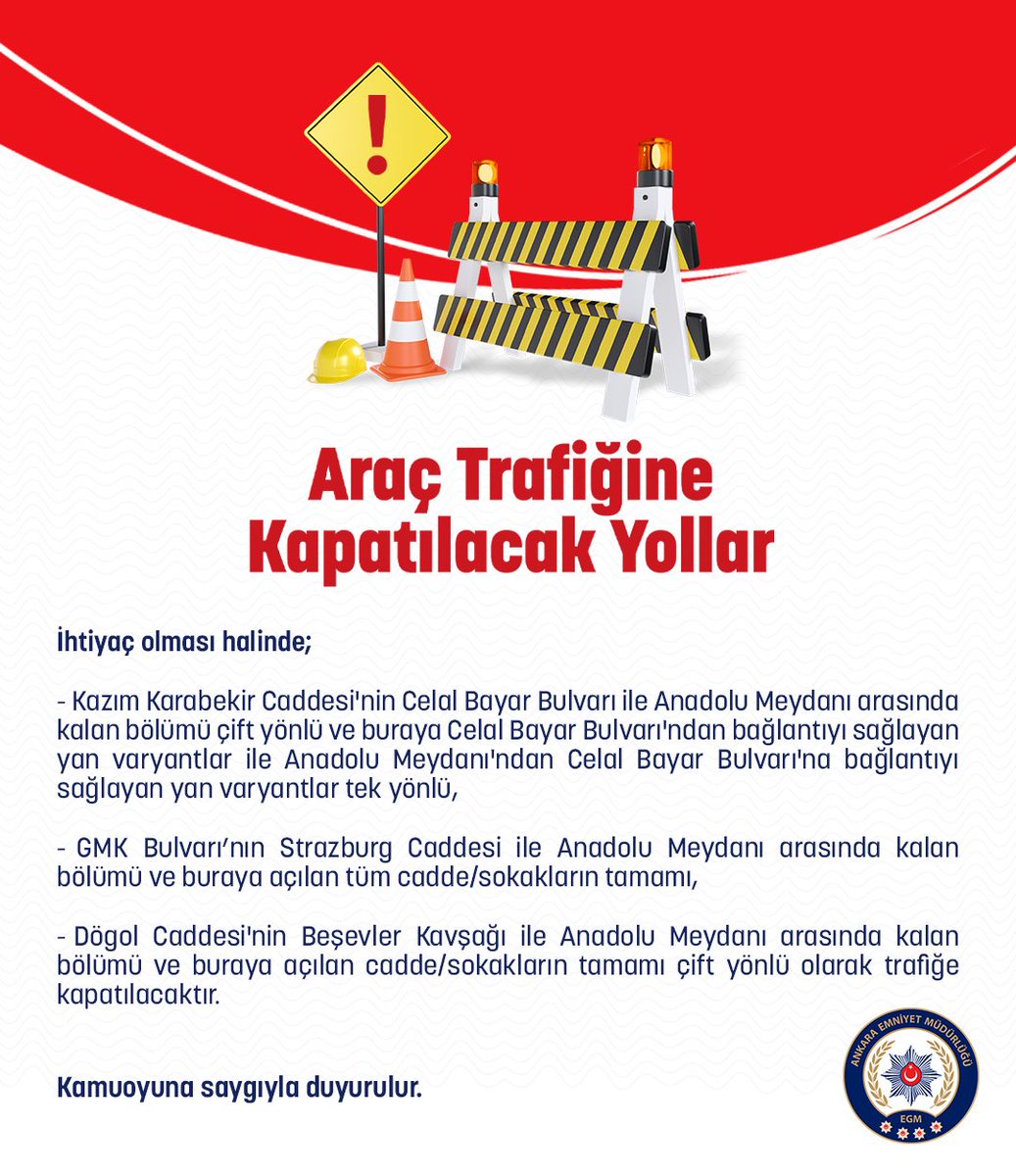 2 Temmuz 2025 Günü Araç Trafiğine Kapatılacak Yollar ⚠️
