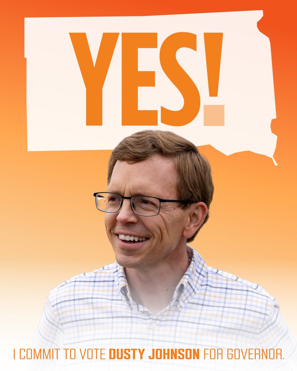 Are you ready to say “YES” to strong values, safe families, and a brighter South Dakota??

SHARE THIS POST if you’re committing to vote Dusty Johnson for Governor! 🇺🇸
