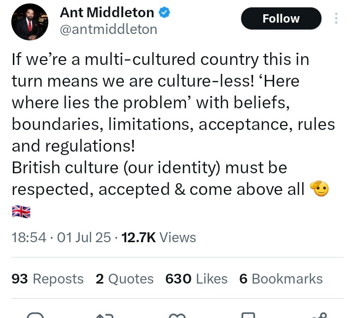 MrTibblesNewEra (@mrtibblesnewera) on Twitter photo We? You live in Dubai.
If your idea of culture is not paying taxes and ripping the country off then you can bugger off.
What's beating up police to you? The new Morris Dancing?
<a href="/antmiddleton/">Ant Middleton</a> We? You live in Dubai.
If your idea of culture is not paying taxes and ripping the country off then you can bugger off.
What's beating up police to you? The new Morris Dancing?
<a href="/antmiddleton/">Ant Middleton</a>