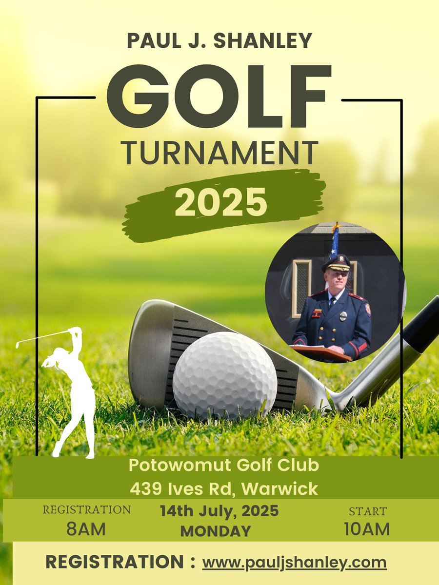 ⛳️ Join us for the Paul J. Shanley Golf Tournament in honor of former #BrownDPS Deputy Chief Paul Shanley 

📅 Monday, July 14
📍 Potowomut Country Club

🖱 Sign up at pauljshanley.com
Let’s make a difference together💙

#GolfForGood #PaulJShanley #BrownDPS #RIGolf
