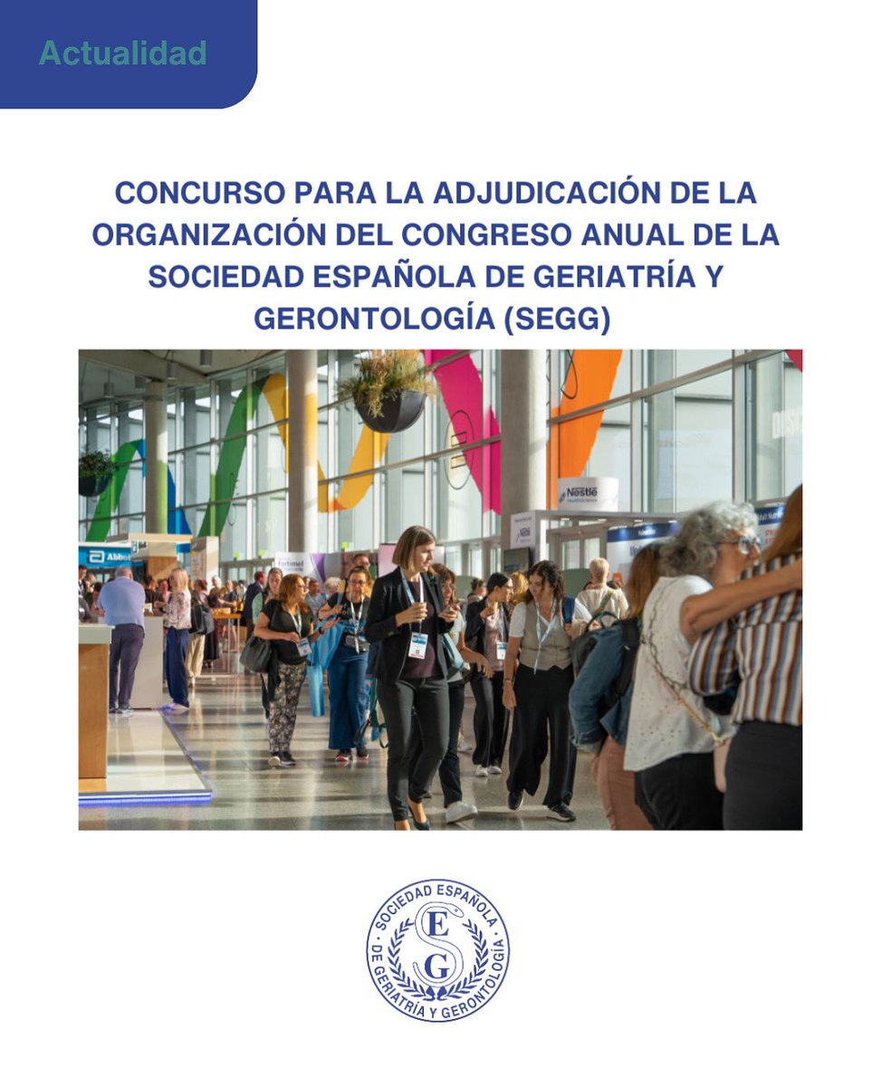 📢 Abierto el concurso para organizar el próximo Congreso Anual de la SEGG.
¿Te animas a liderar el mayor encuentro de Geriatría y Gerontología?

🔗 segg.es/actualidad-seg…

#SEGG #Geriatría #Gerontología #CongresoSEGG