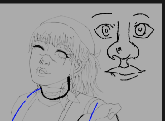 raemylia's tweet image. I was sketching Sciel for my Expedition 33 drawing series I'm working on, her head seemed too big for some reason, but I didn't know why, my sensei helped me understand what's wrong, but his explanation ended up looking like he disses me 😭