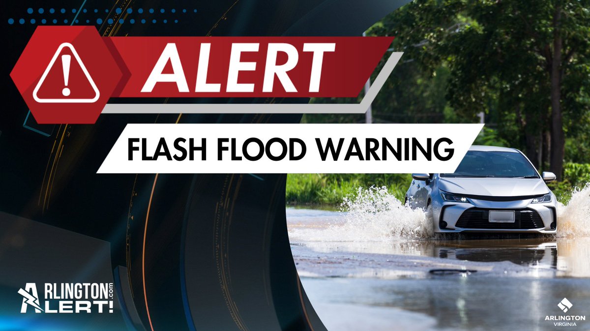 A Flash Flood Warning has been issued for Arlington County today, July 1, from now until 6 PM. This means that an intense &amp; quick flood will or is currently happening. Get to high ground. Never drive through flooded roads.