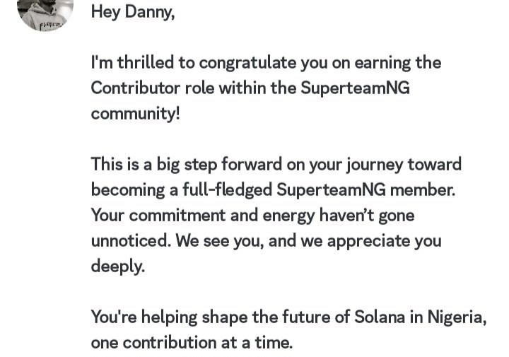 cryptic_danny's tweet image. I am finally a SuperteamNG Contributor. What a great way to start the month.
Those sleepless nights, late night contributions, brainstorming, attending classes, attending calls, writing threads, making designs, researching all finally paid off.
Hardwork and determination…