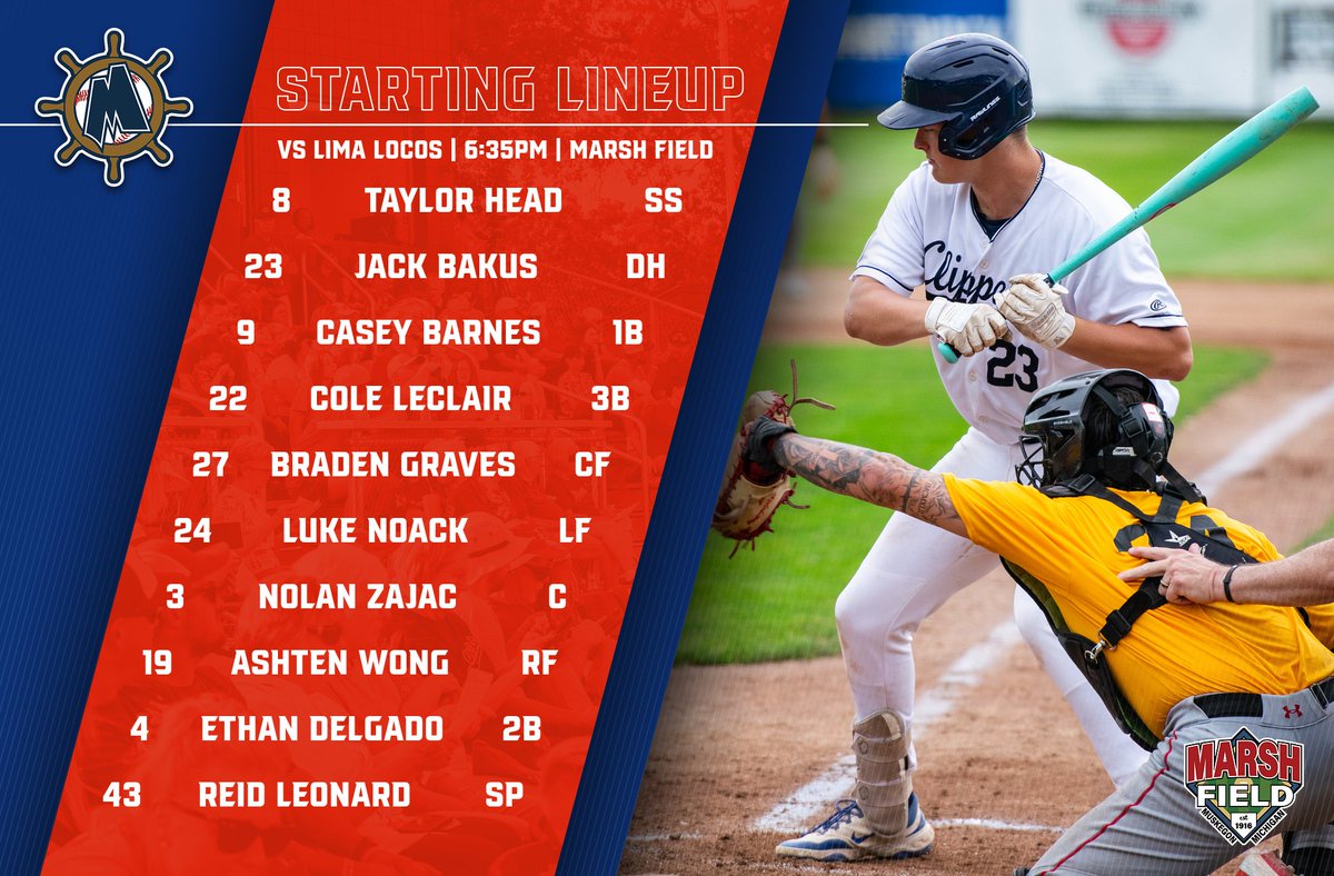 Check out your lineup for tonight's game agains the Lima Locos!  First pitch is set for 6:35pm!  Love to see you all there!