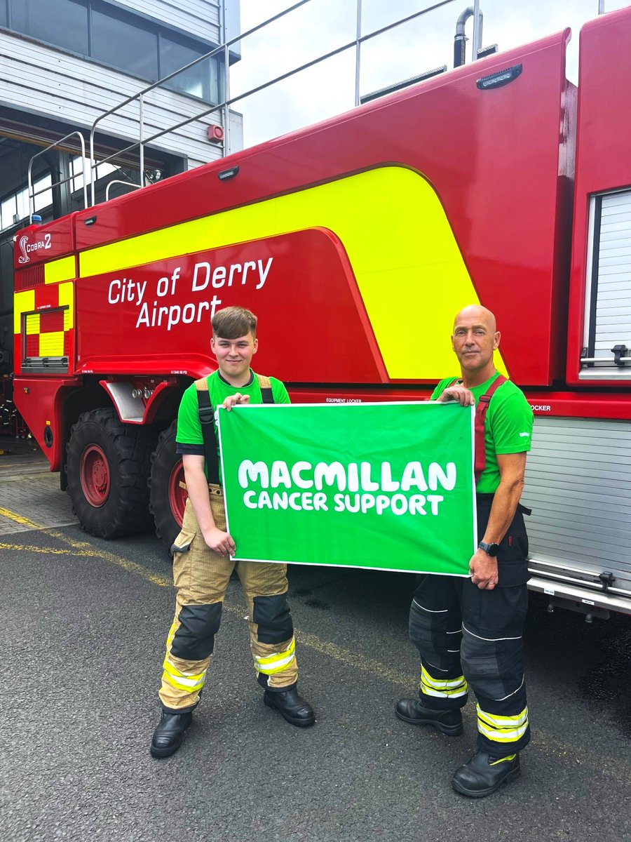 City of Derry Airport (@coderryairport) on Twitter photo Our amazing Airport Fire team, led by Jason Dougherty, will be taking on the gruelling challenge of climbing Binevenagh Mountain on 12th July in their Firefighter kits to raise vital funds for <a href="/macmillancancer/">Macmillan Cancer Support</a>.🔥🚒💚
You can help support by donating here.👉justgiving.com/page/jason-dou… Our amazing Airport Fire team, led by Jason Dougherty, will be taking on the gruelling challenge of climbing Binevenagh Mountain on 12th July in their Firefighter kits to raise vital funds for <a href="/macmillancancer/">Macmillan Cancer Support</a>.🔥🚒💚
You can help support by donating here.👉justgiving.com/page/jason-dou…