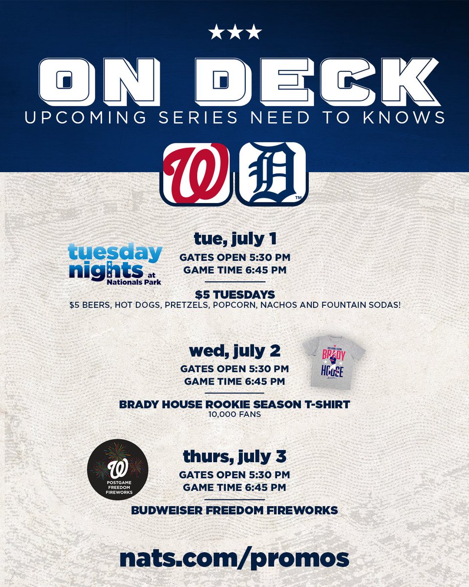 NationalsPark's tweet image. $5 tuesday, brady house t-shirt AND fireworks this week