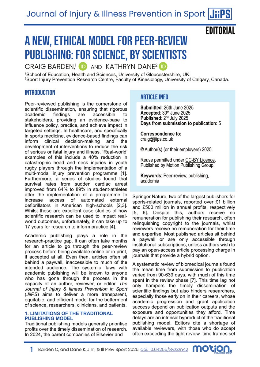 Journal of Injury & Illness Prevention in Sport tweet media