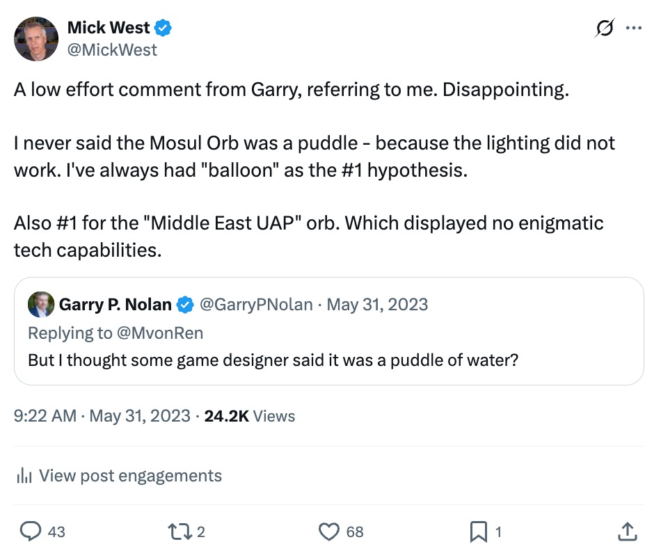 Mick West tweet media