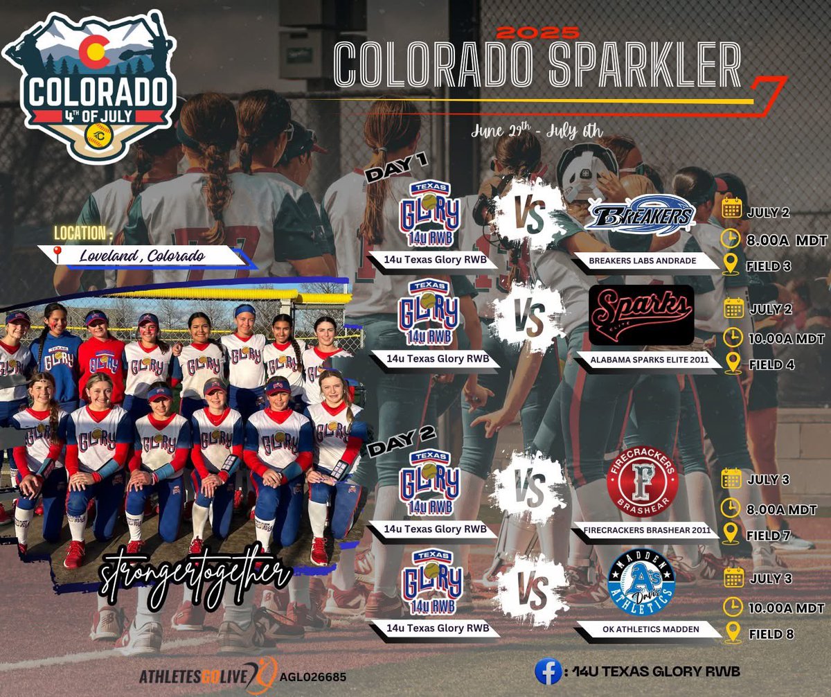 Come out to see 14u Texas Glory RWB!

<a href="/TexasGlory/">Texas Glory</a> <a href="/COSparkFire/">CO 4th of July</a> <a href="/TOP_D1RECRUITS/">Softball Top Preps Retweet</a> <a href="/Sports_Recruits/">SportsRecruits</a> <a href="/upnextrecruits/">Up Next Recruits</a> <a href="/AggieSoftball/">Texas A&M Softball</a> <a href="/SoftballDown/">Down South Softball</a>