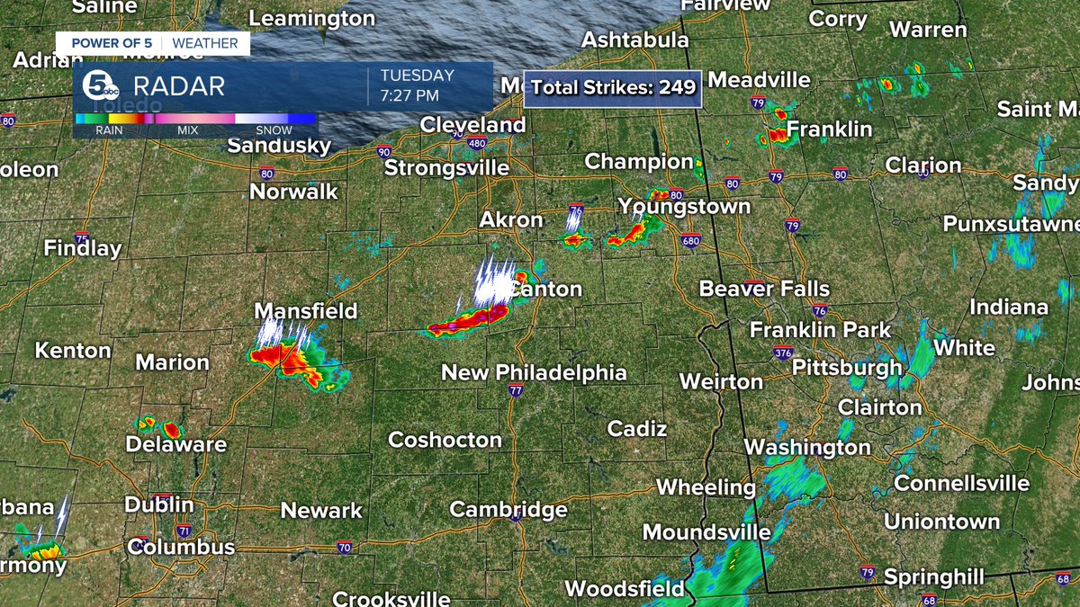 RADAR UPDATE: [July 1 at 7:50 pm]
Widely scattered storms continue to push to the south and east through our viewing area,. These storms have torrential rain, frequent lightning and gusty winds, but will exit NEO in the next hour or two. Then it will be much quieter!