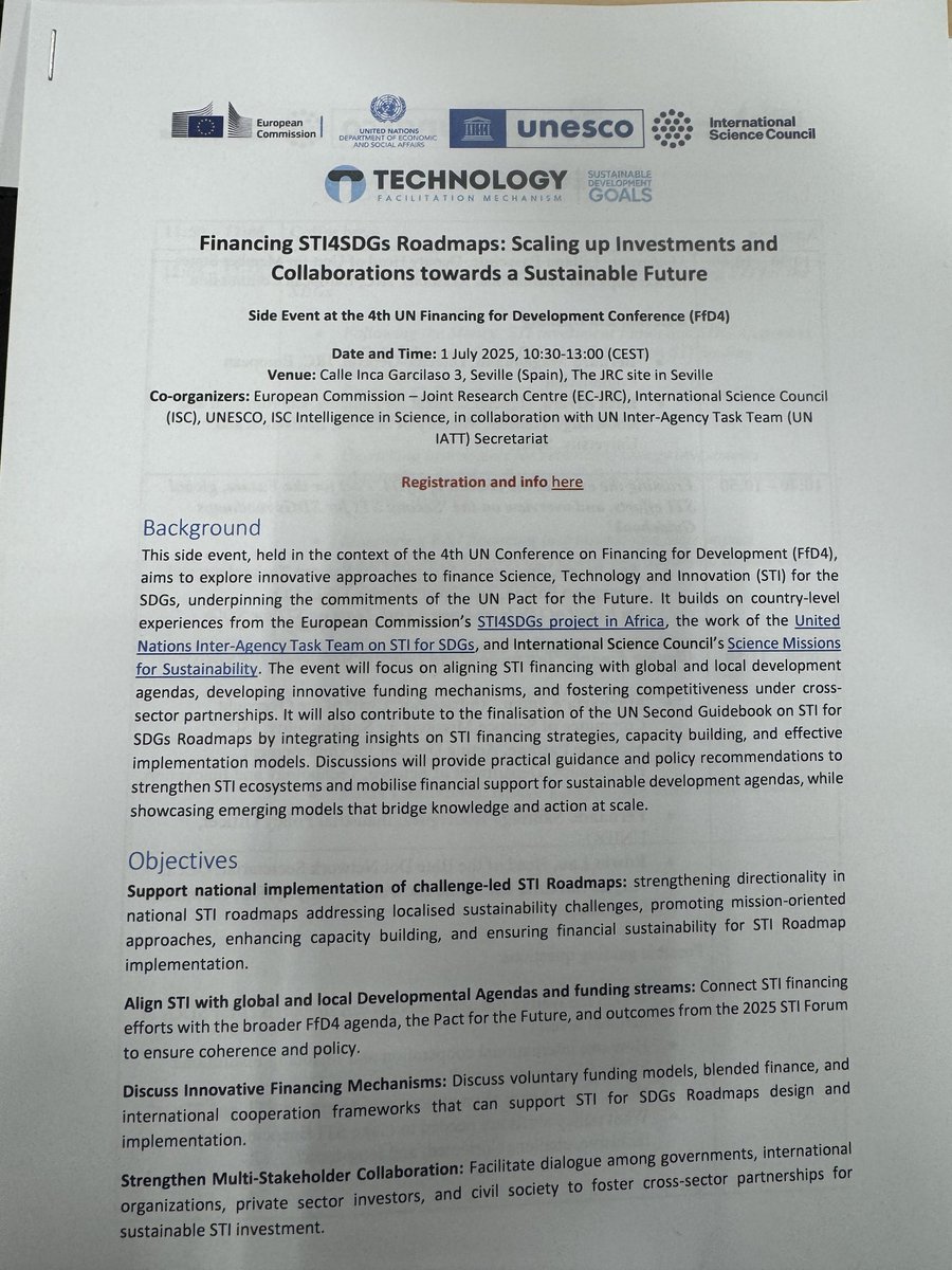 A Chair of the Oversight Committee of Science Missions for Sustainable Development of the International Science Council I spoke at this consultation that looks to find ways to finance science to accelerate implementation of the sustainable development goals.