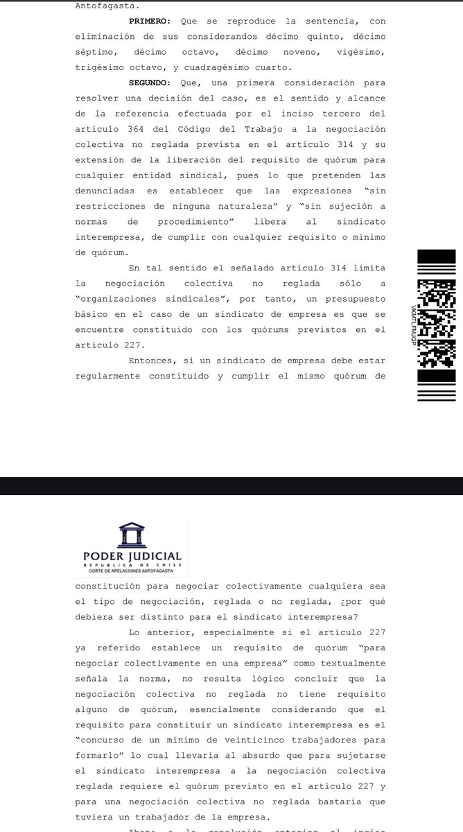 migueldowney's tweet photo. Acá el polémico fallo que fue recientemente confirmado por la CS, que anuló el convenio colectivo de un sindicato interempresa de la minera escondida y ordenó a los trabajadores(as) restituir el bono de término de $8,5M 

293-21 CA Antofagasta https://t.co/xTVqDtWXoy
