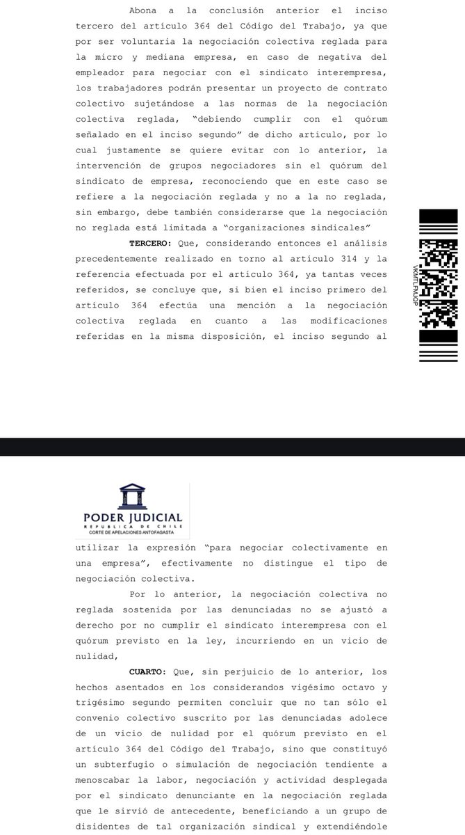 migueldowney's tweet photo. Acá el polémico fallo que fue recientemente confirmado por la CS, que anuló el convenio colectivo de un sindicato interempresa de la minera escondida y ordenó a los trabajadores(as) restituir el bono de término de $8,5M 

293-21 CA Antofagasta https://t.co/xTVqDtWXoy