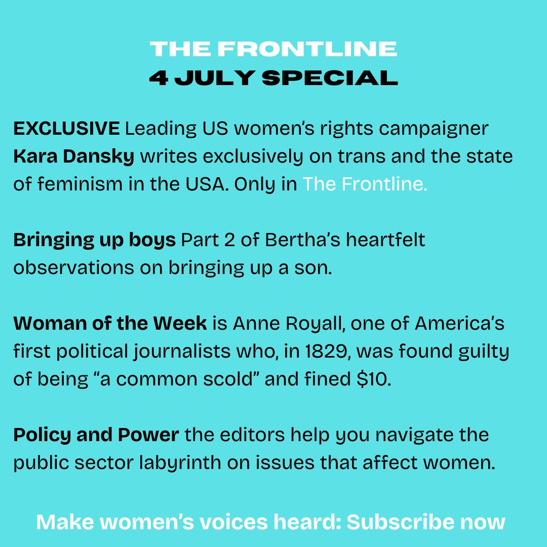 EthelWrites's tweet image. The next edition of The Frontline is out on Friday. A US focus for 4 July, plus the second instalment of @BertDalziel's reflections on bringing up a boy.