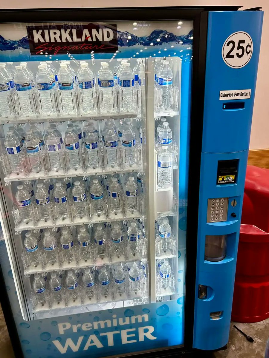 TedNite's tweet photo. @mattkoonmusic Costco puts water under their own name and sells them for 25 cents. She should be careful what she asks for. https://t.co/C2VJBj9QRy