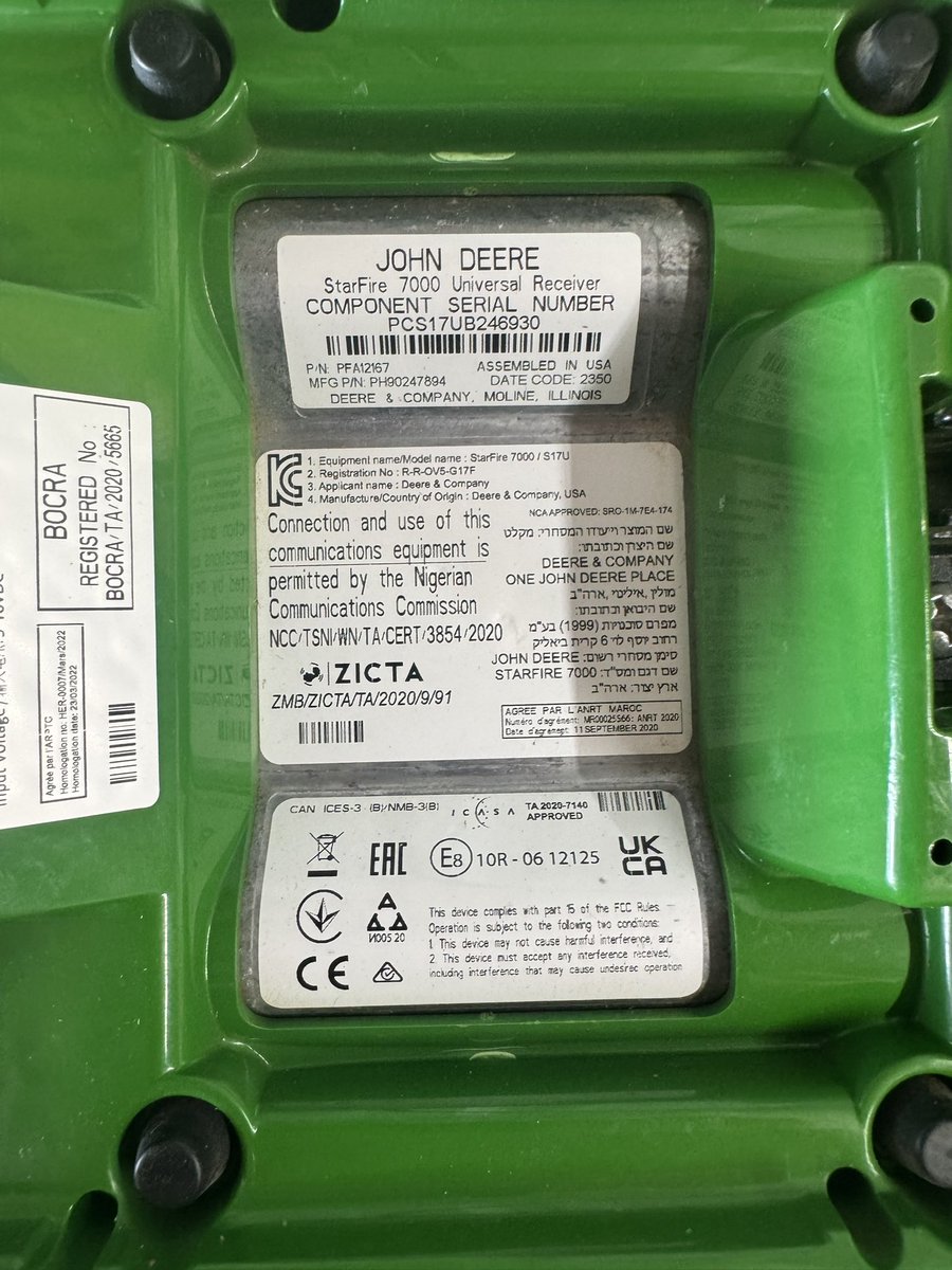 Starfire 7000 Receiver with sf1 unlock available. Pm if interested. #agtwitter #johndeere #sf1 #sfrtk