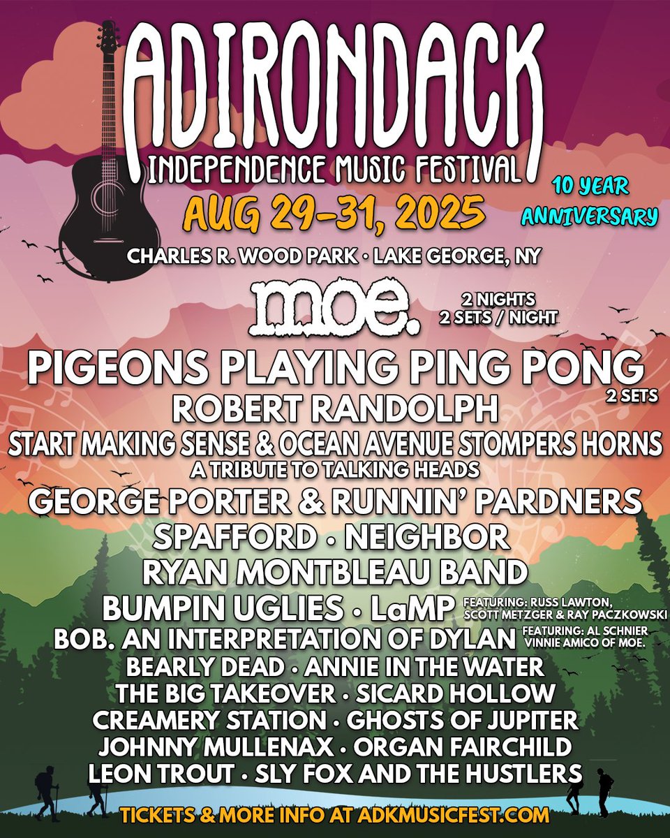 Stoked to head out to Lake George, NY August 29th-31st for the Adirondack Independence Music Festival! 🎟️ Tickets onsale now!
