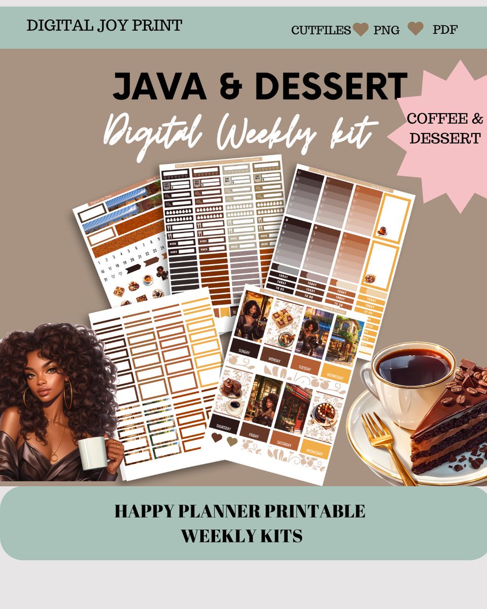 candliciousmelt's tweet image. Java Dessert Weekly Kit is here!
Coffee cups, chocolate treats &amp;amp; cozy vibes — perfect for planners &amp;amp; digital journals.
 Printable &amp;amp; digital
 Instant download
 Shop now on Etsy
#plannerstickers #printableplanner #coffeetheme #weeklykit #digitaldownloads