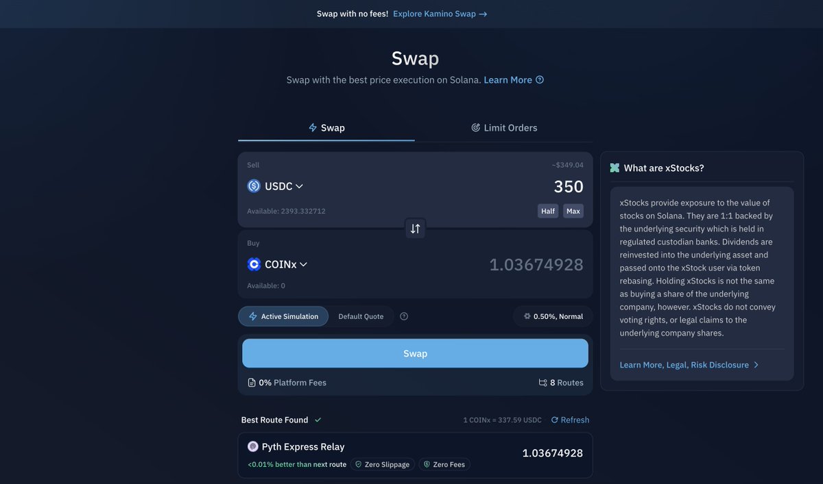 Lots of good takes about the launch of <a href="/xStocksFi/">xStocks</a>. This is obviously a lot more hairy than memecoins, but so much more bullish, and I think we all agree on this. Excited about the evolution of this space.

Until then, some bullish facts:
* Added risk and legal disclaimers and