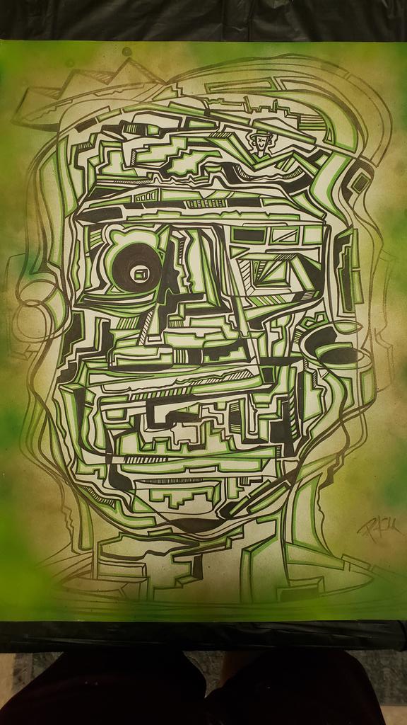 Matrix Vibes #phantomfaces 
Ink and spray paint.
#paulcolumbusartwork