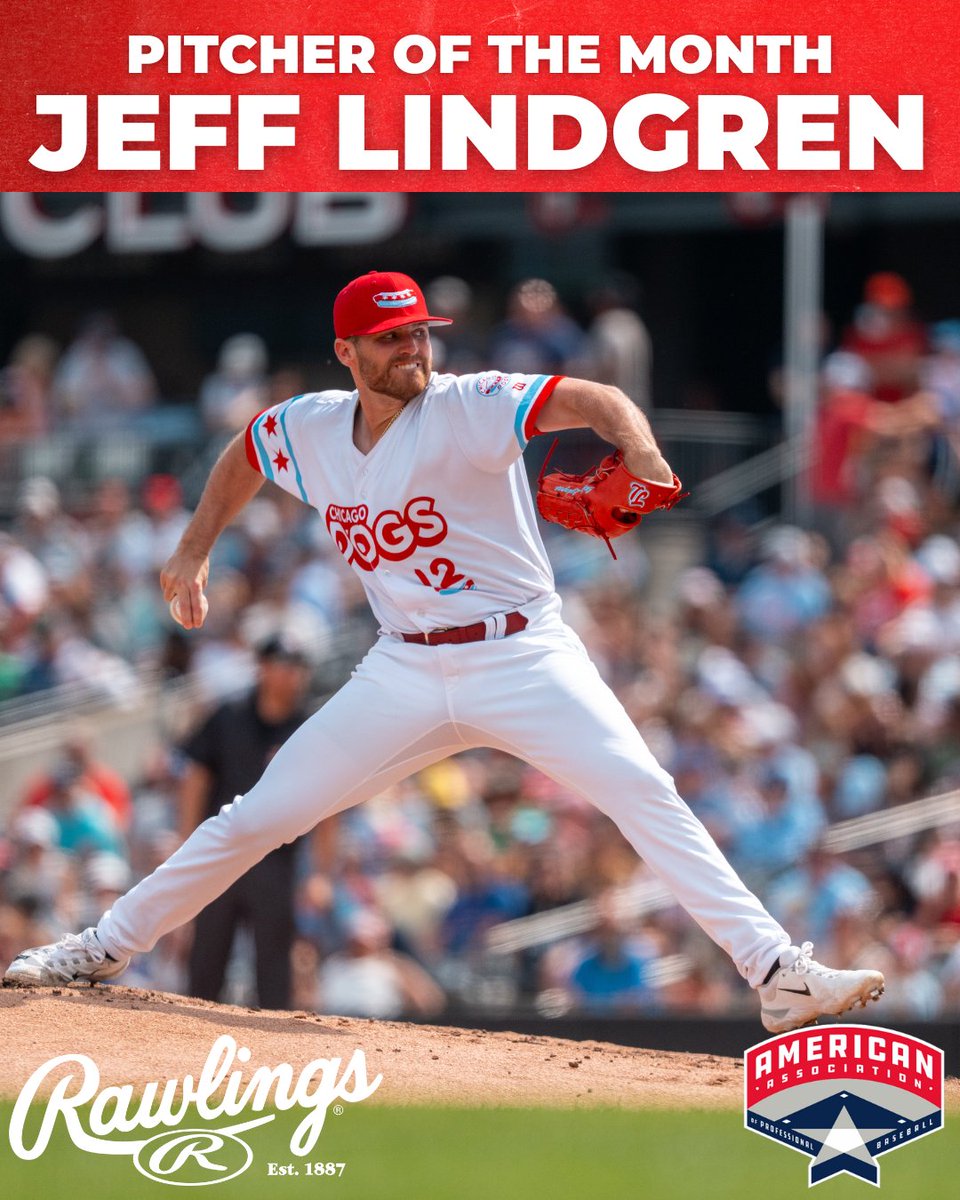 TheChicagoDogs's tweet image. Congratulations to Jeff Lindgren for being named the American Association's Rawlings Pitcher of the Month! ⚾️🌭

#NoKetchup